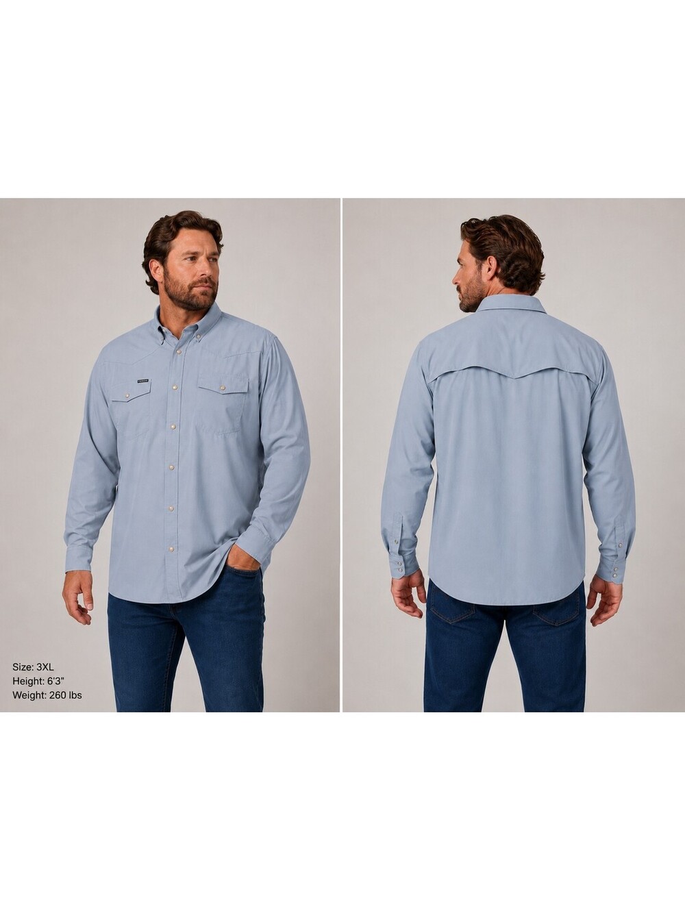 Poncho San Gabriel Western Mens 3XL Long Sleeve Pearl Snap Shirt Performance